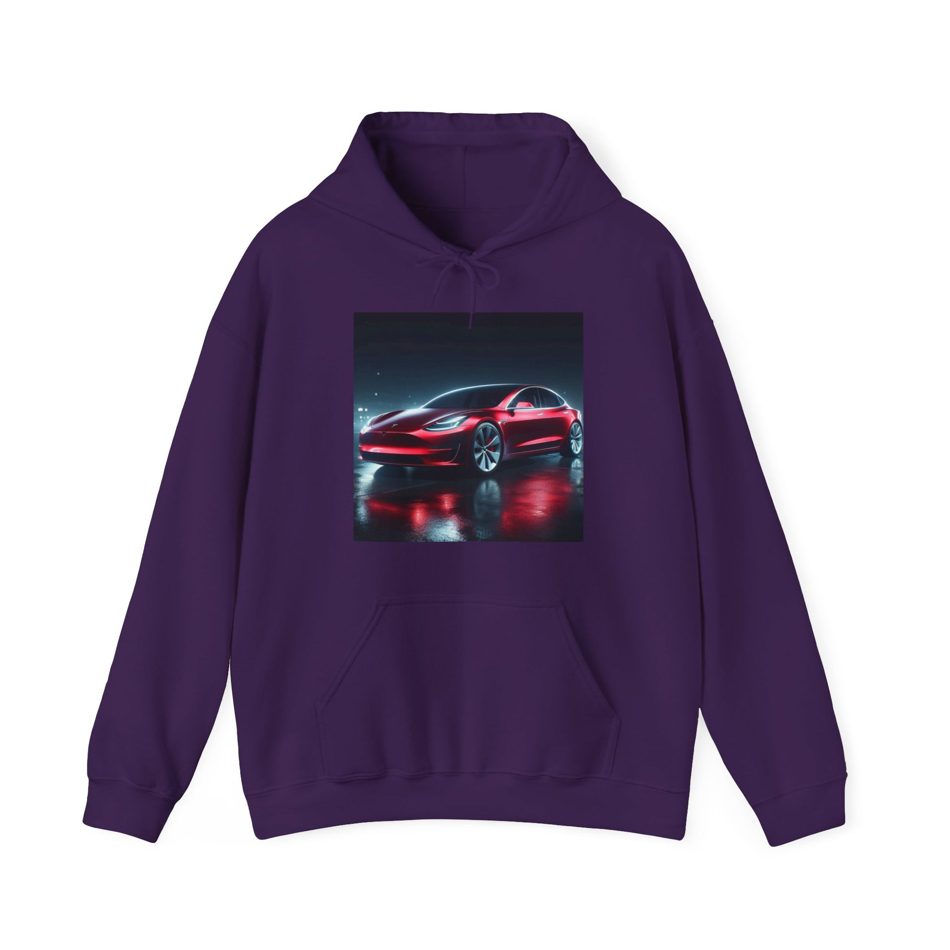 Red Tesla Hoodie Hoodie Printify Purple S 