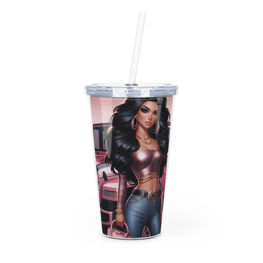 Pink Luxury Tumbler with Straw Mug Printify 20oz Transparent 