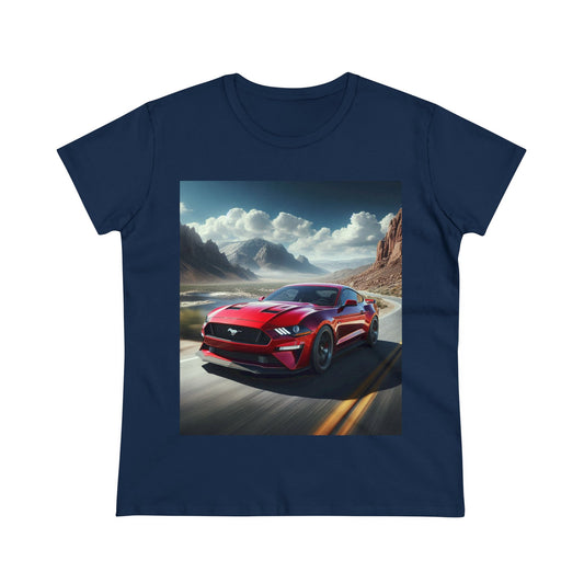 Red Mustang T-Shirt T-Shirt Printify Navy S 