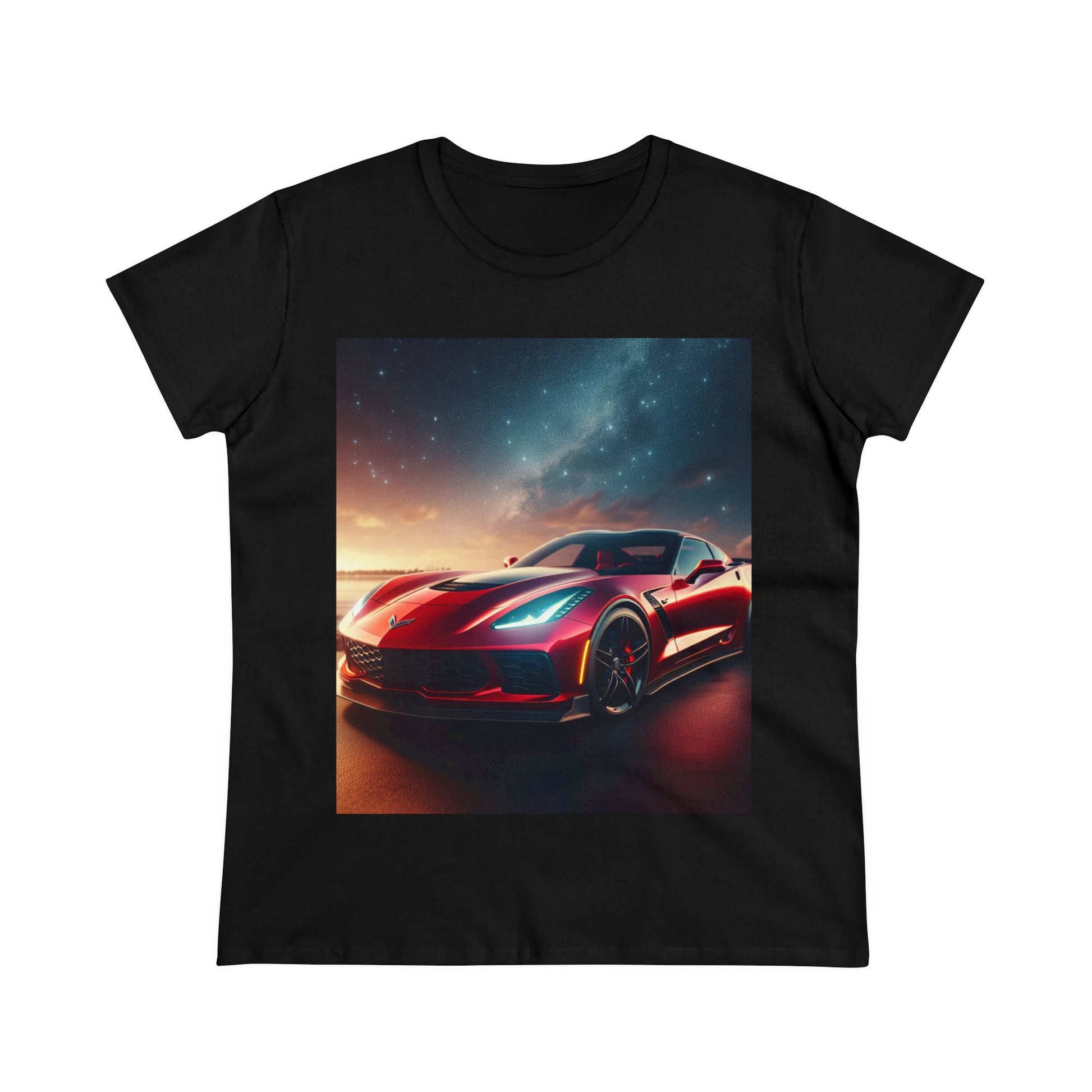 Red Corvette T-Shirt T-Shirt Printify Black S 