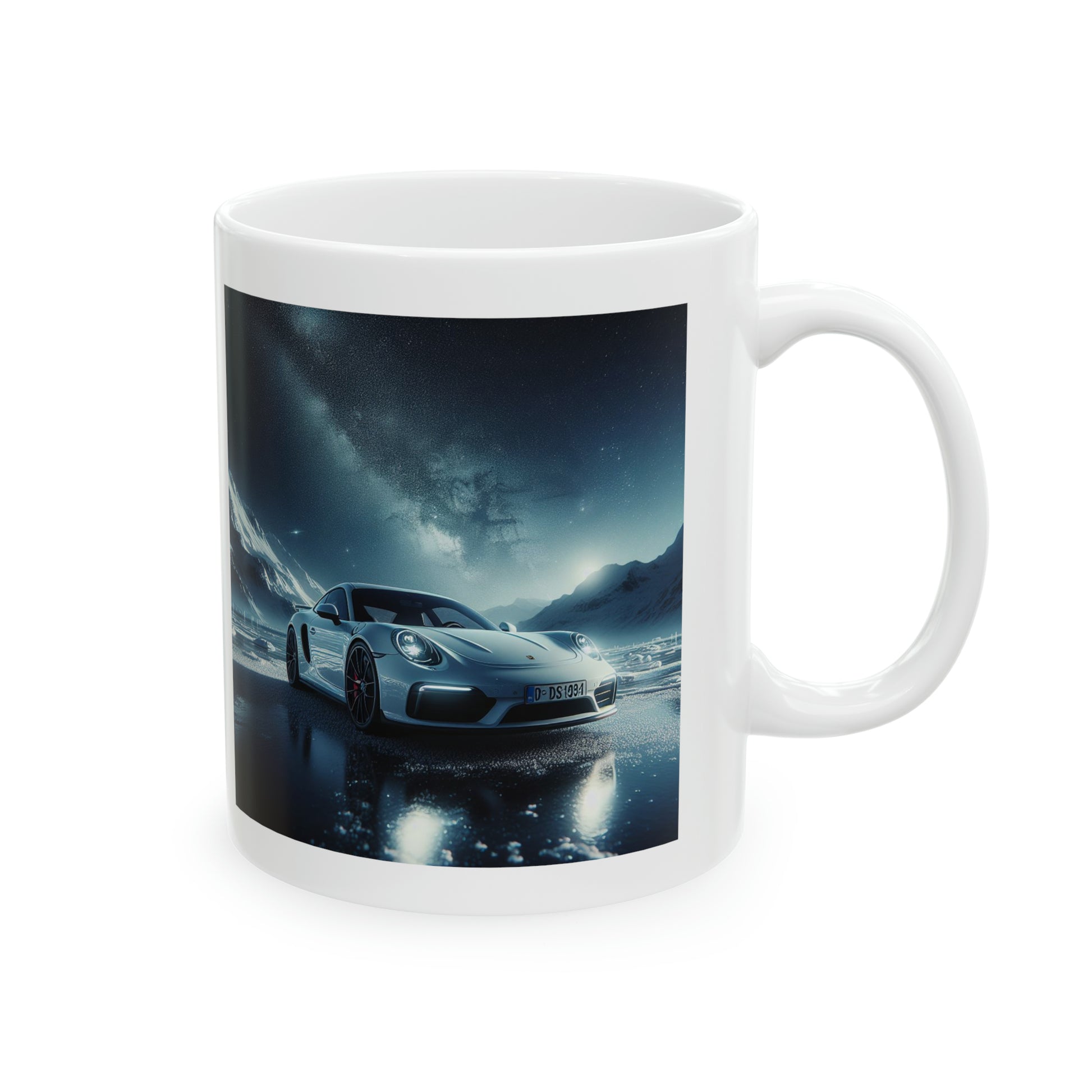 White Porsche Mug Mug Printify   