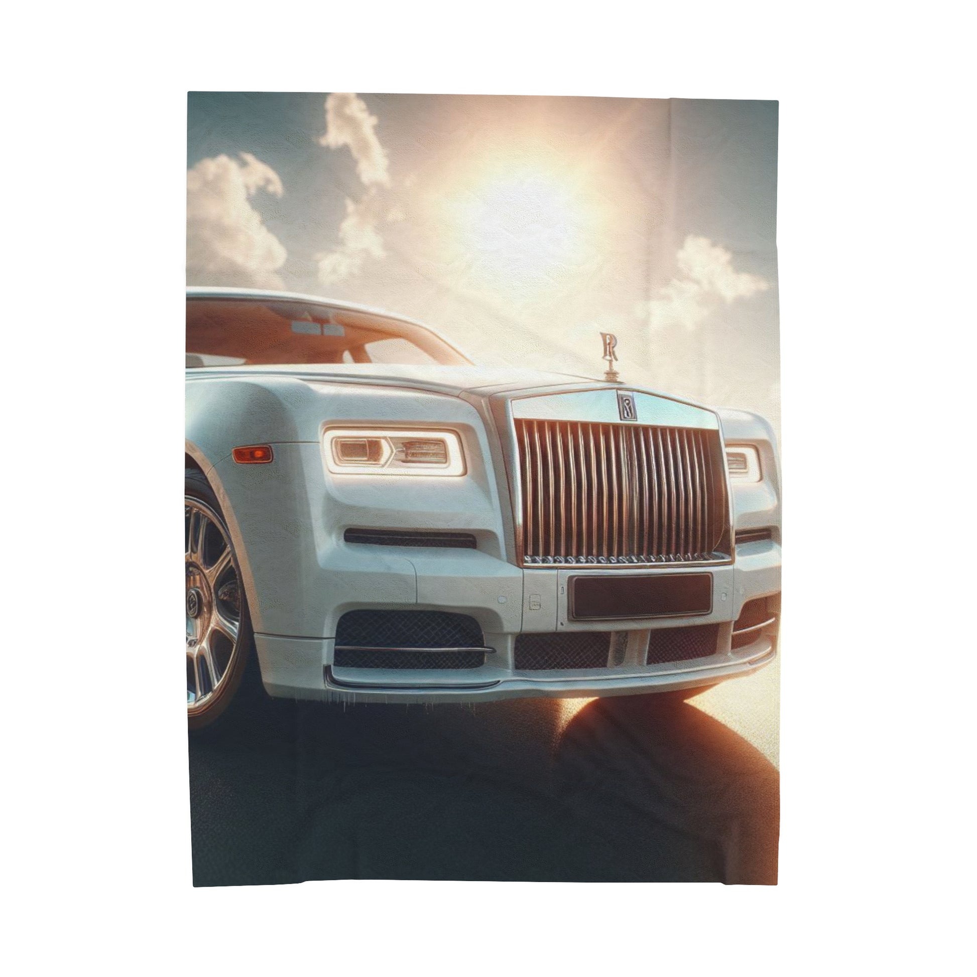 White Rolls Royce Plush Blanket All Over Prints Printify 60" × 80"  