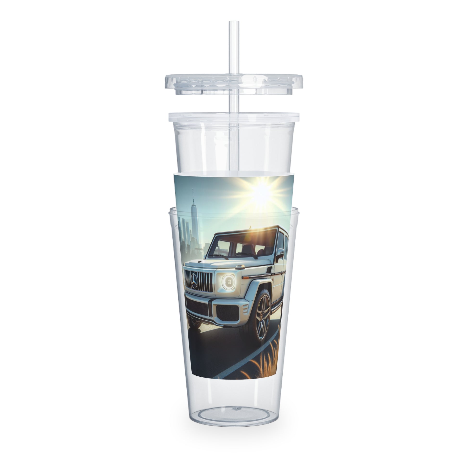 White G-Wagon Tumbler with Straw Mug Printify   