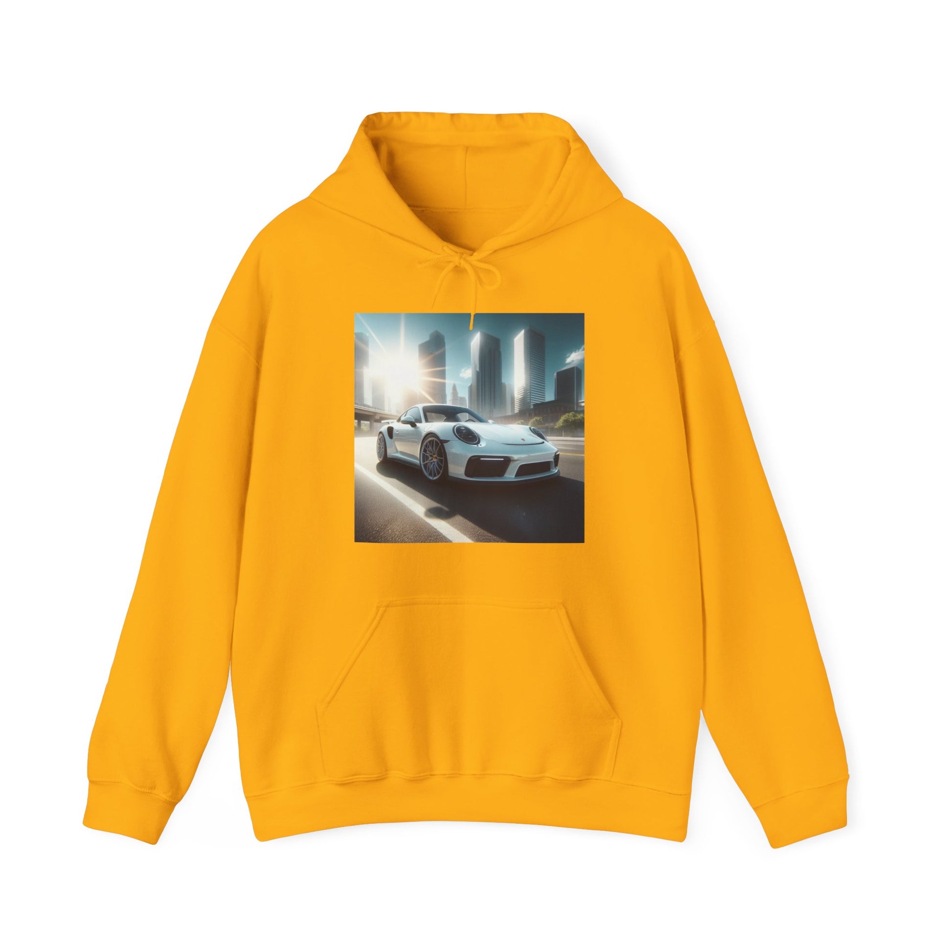 White Porsche Hoodie Hoodie Printify Gold S 