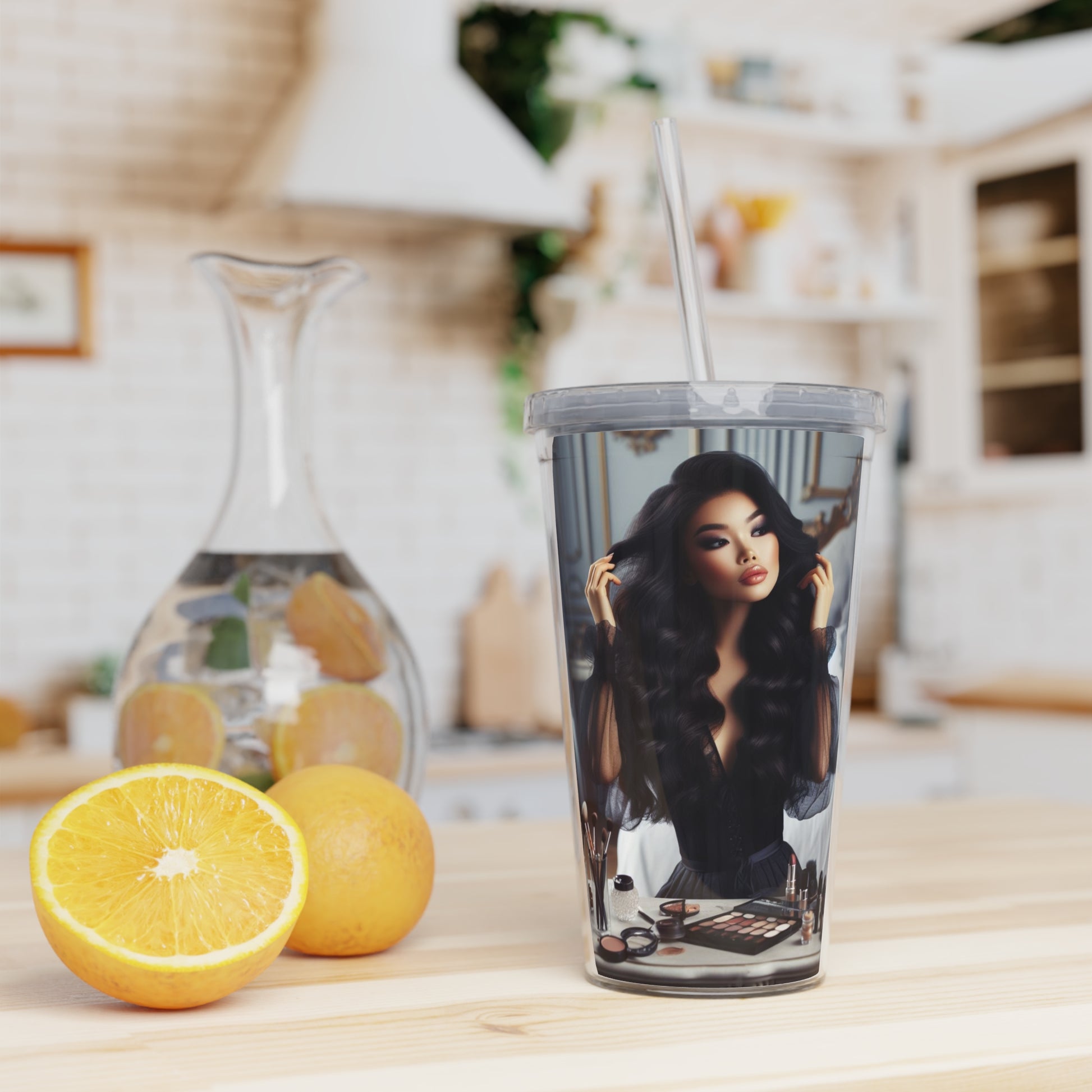 Make Up Time Tumbler with Straw Mug Printify   