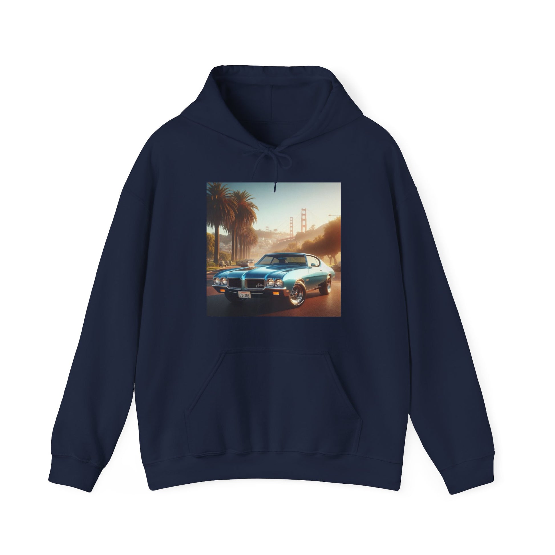 1972 Blue Buick Gran Sport Hoodie Hoodie Printify Navy S 