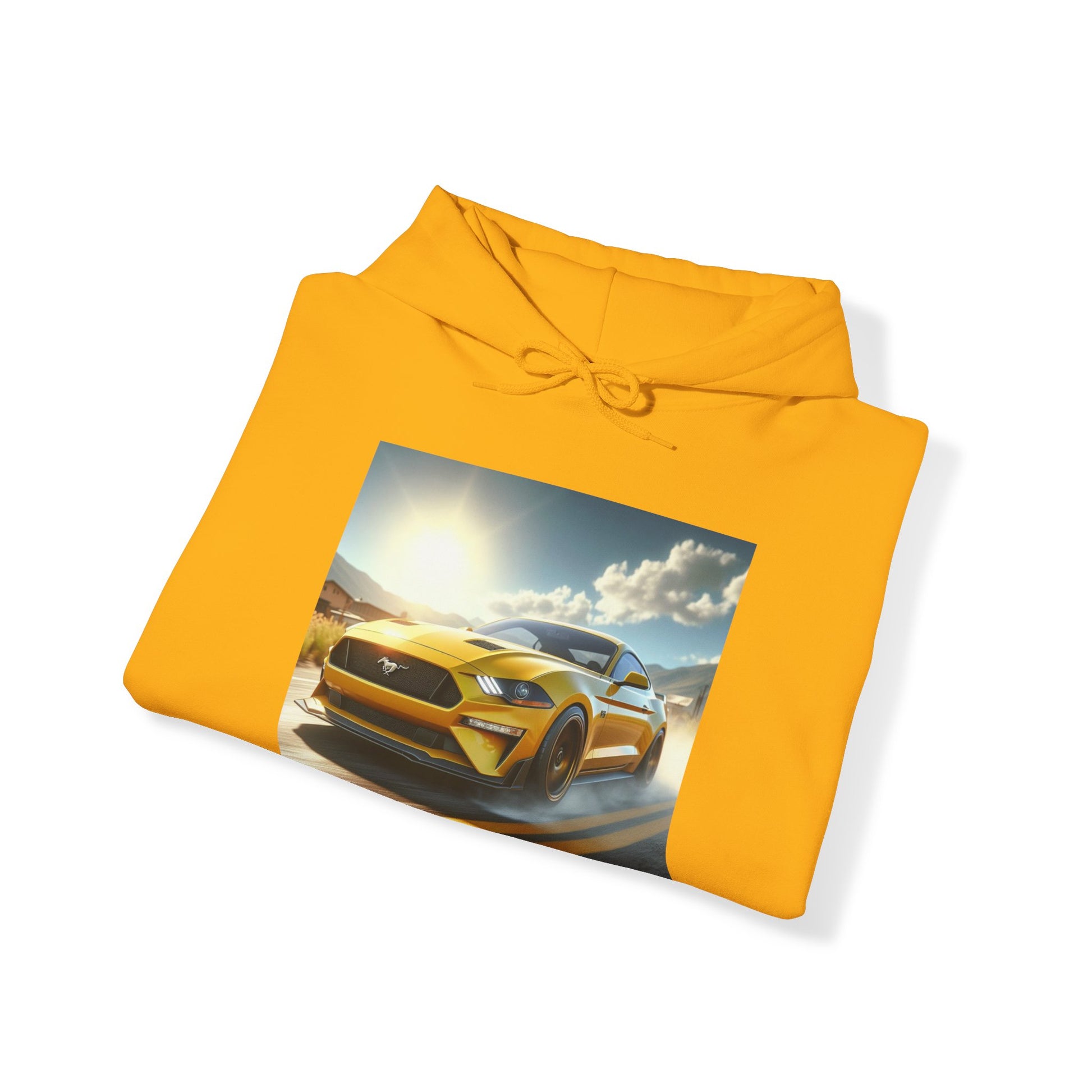 Yellow Mustang Hoodie Hoodie Printify   