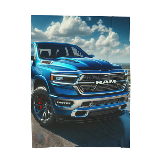 Blue Dodge RAM Plush Blanket All Over Prints Printify 60" × 80"  