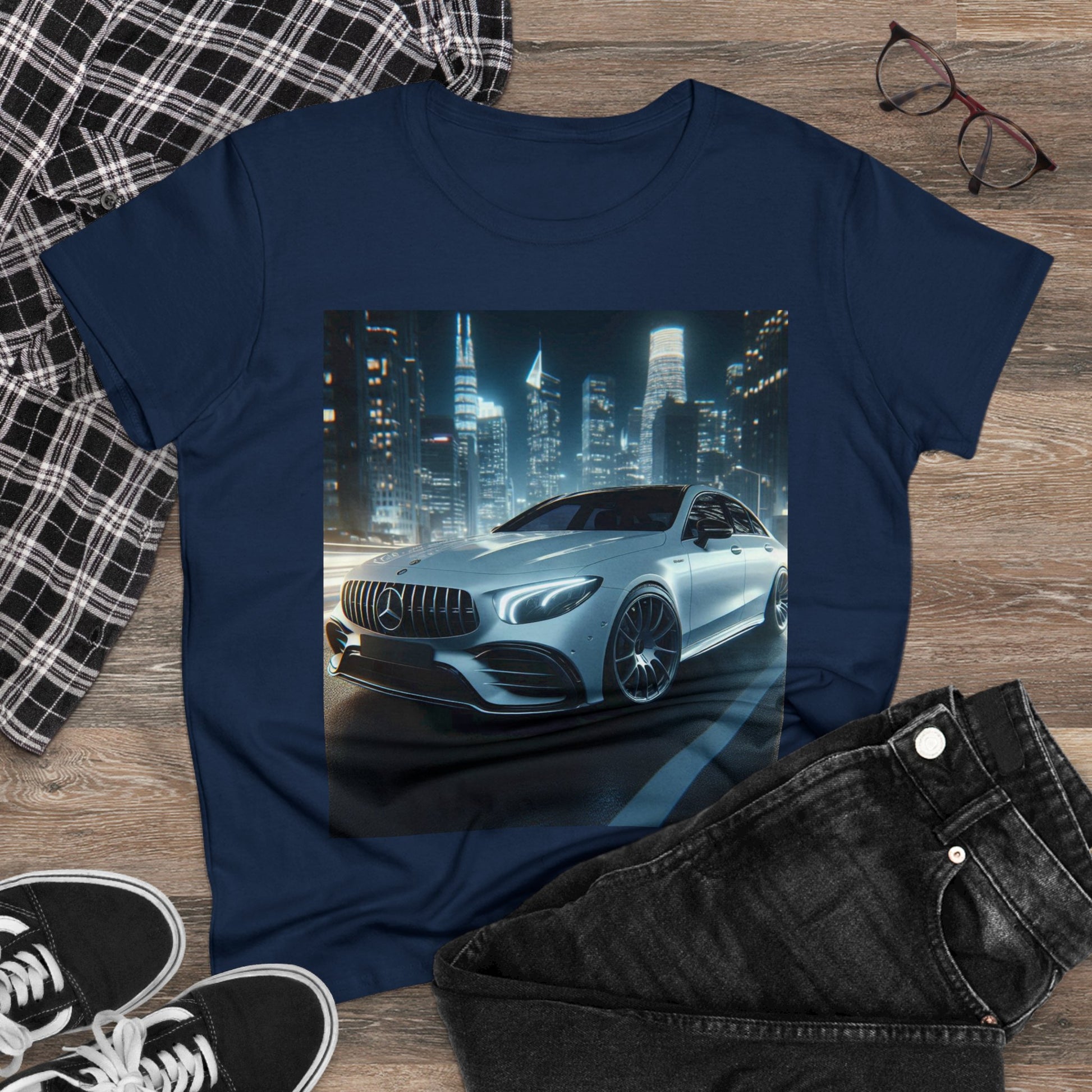 White Mercedes T-Shirt T-Shirt Printify   