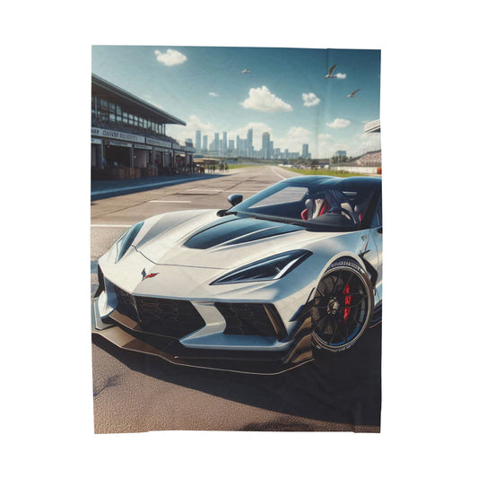 White Corvette Plush Blanket All Over Prints Printify 60" × 80"  