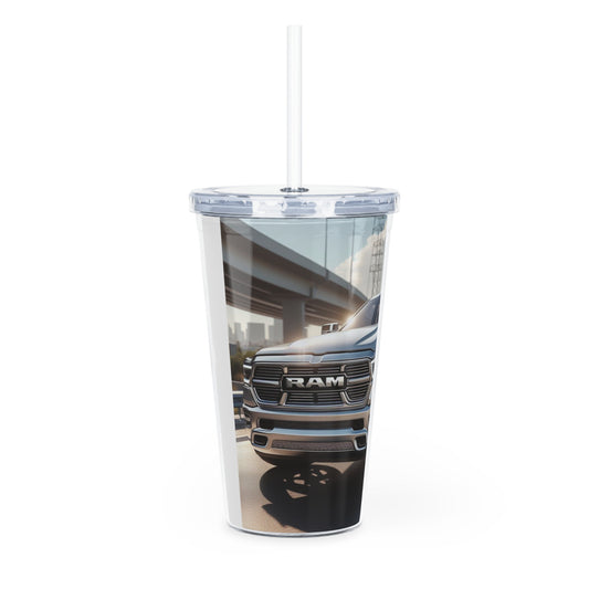 Silver Dodge Ram Tumbler with Straw Mug Printify   
