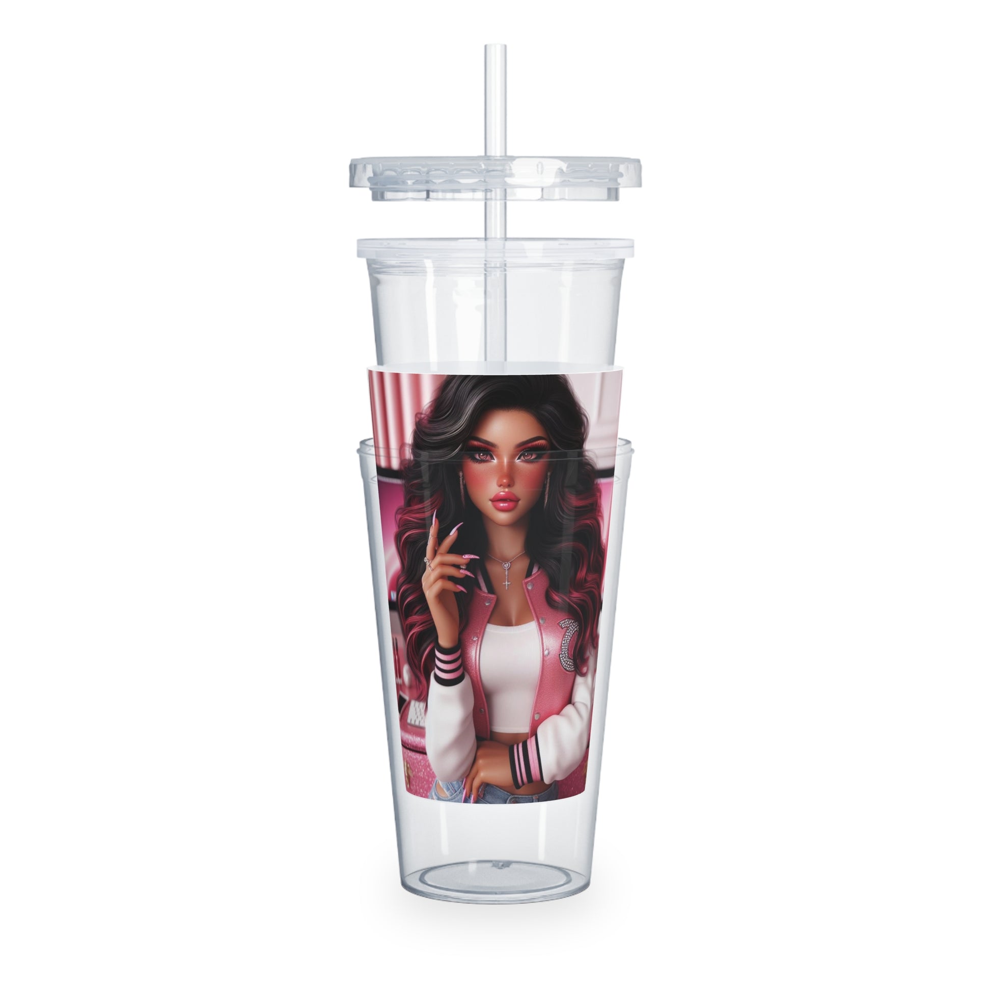 Pink Everything Tumbler with Straw Mug Printify   