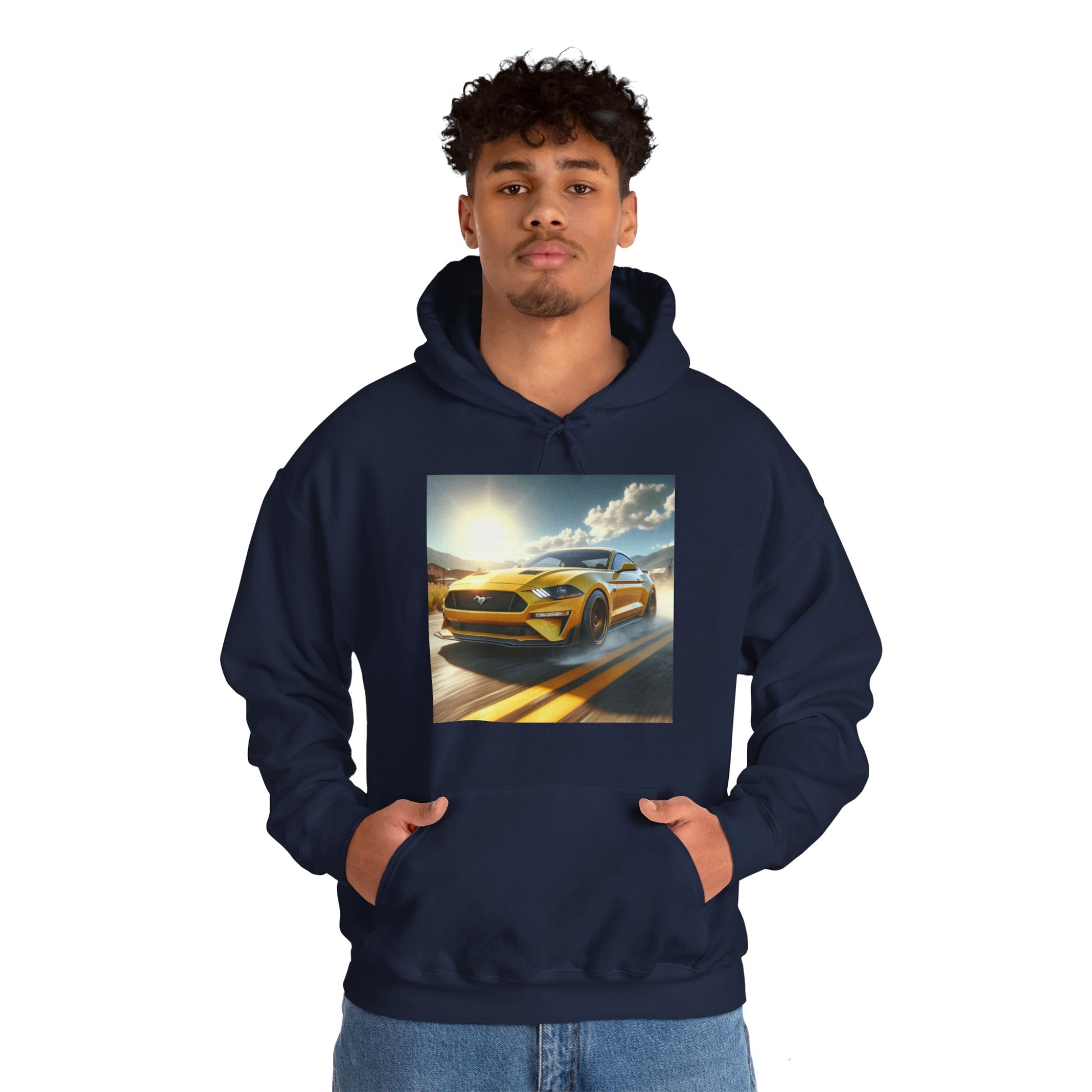 Yellow Mustang Hoodie Hoodie Printify   