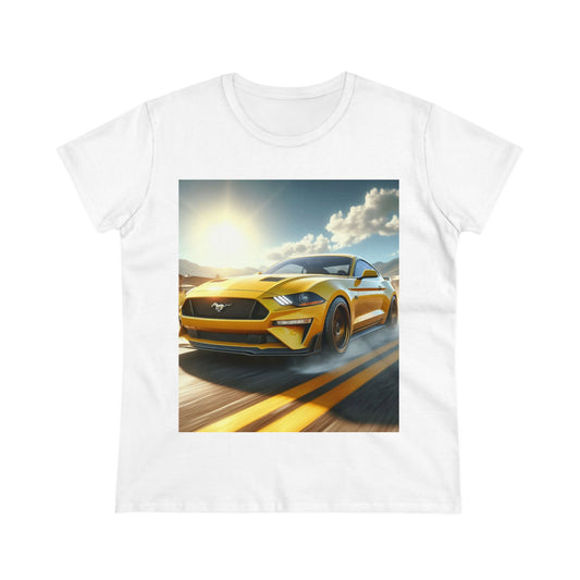 Yellow Mustang T-Shirt T-Shirt Printify White S 