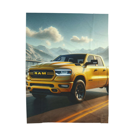 Yellow Dodge Ram Plush Blanket All Over Prints Printify 60" × 80"  