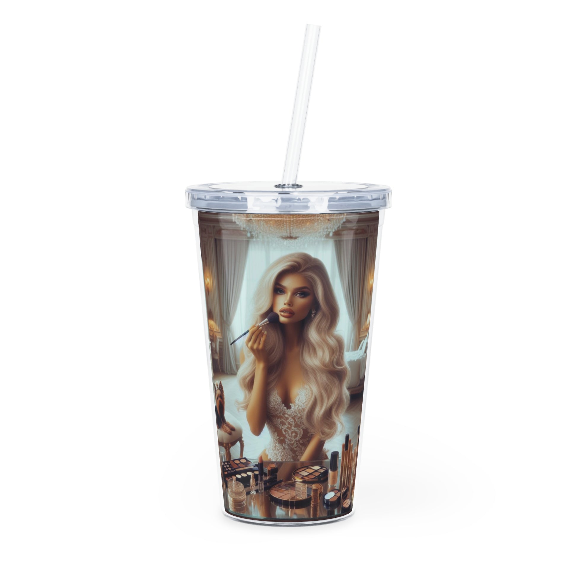 Make Up Time Tumbler with Straw Mug Printify 20oz Transparent 