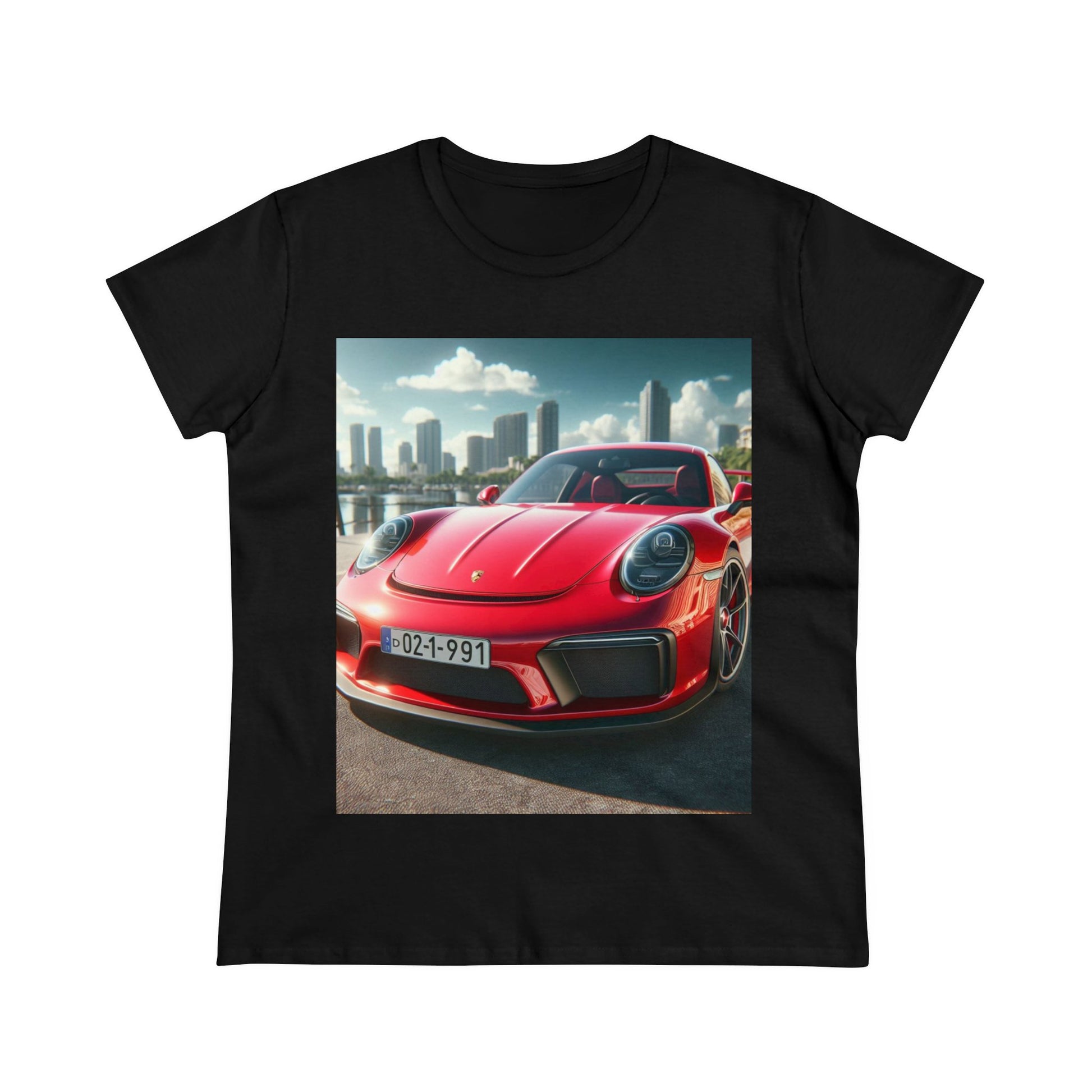 Red Porsche T-Shirt T-Shirt Printify Black S 