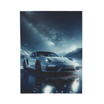 White Porsche Plush Blanket All Over Prints Printify 30" × 40"  