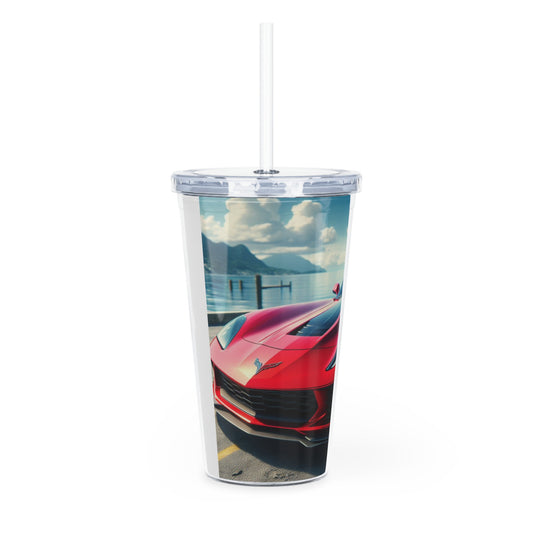 Red Corvette Tumbler with Straw Mug Printify   