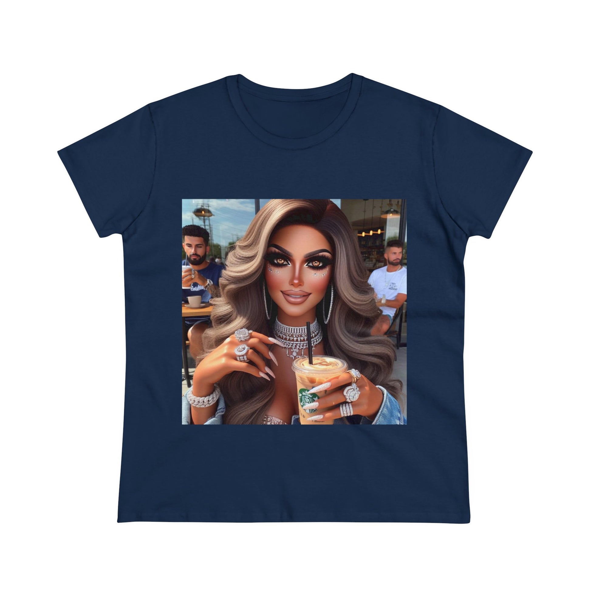 Coffee Beauty T-Shirt T-Shirt Printify Navy S 