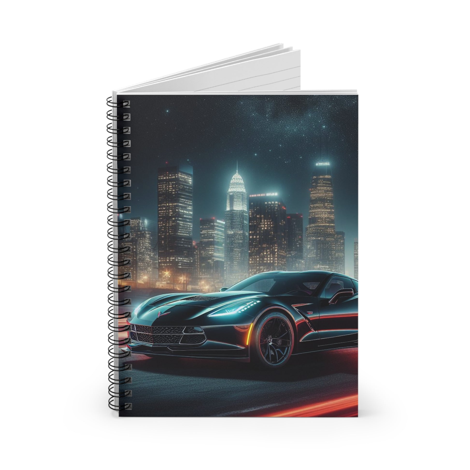 Black Corvette Spiral Notebook Paper products Printify   