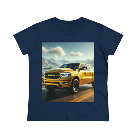 Yellow Dodge Ram T-Shirt T-Shirt Printify Navy S 