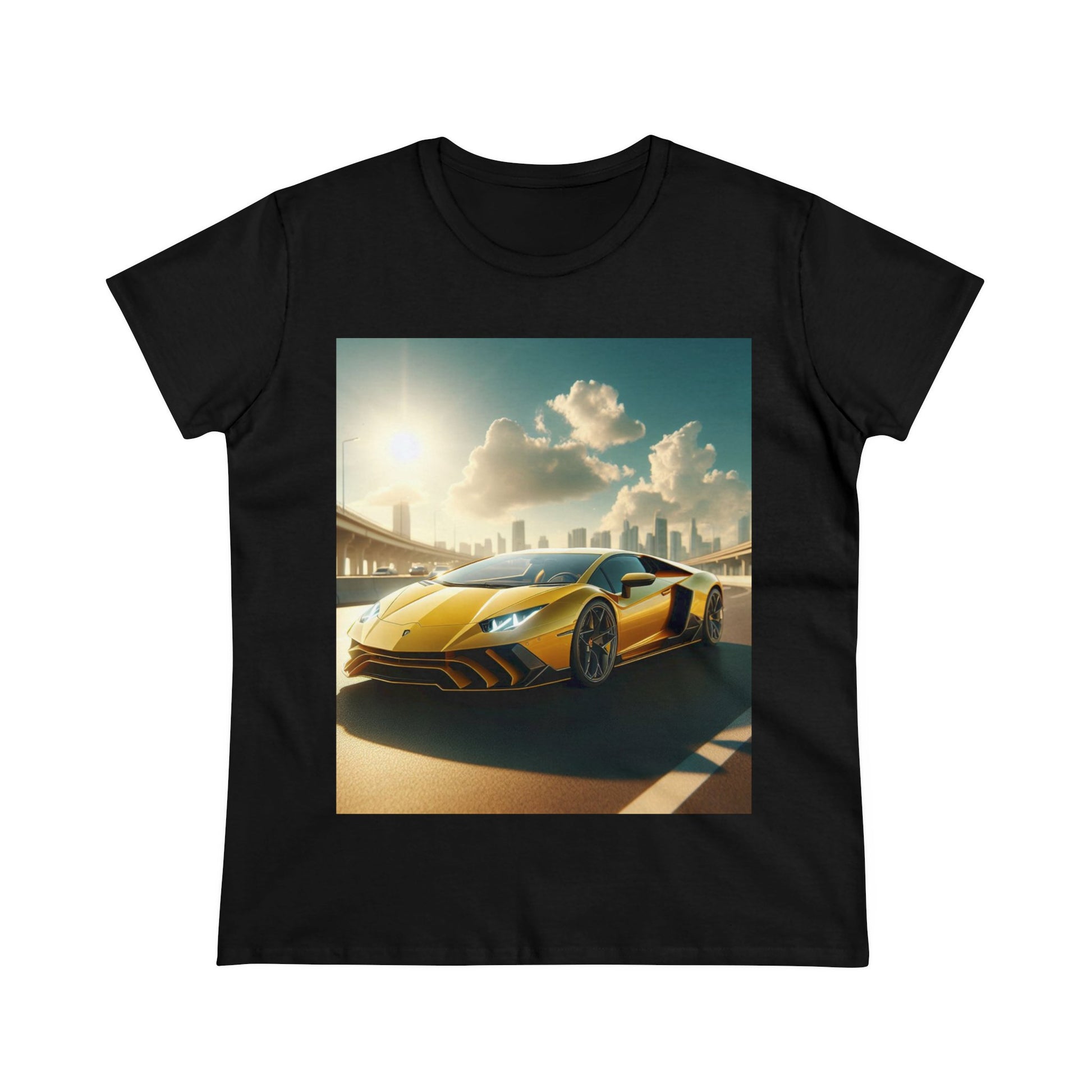 Yellow Lamborghini T-Shirt T-Shirt Printify Black S 