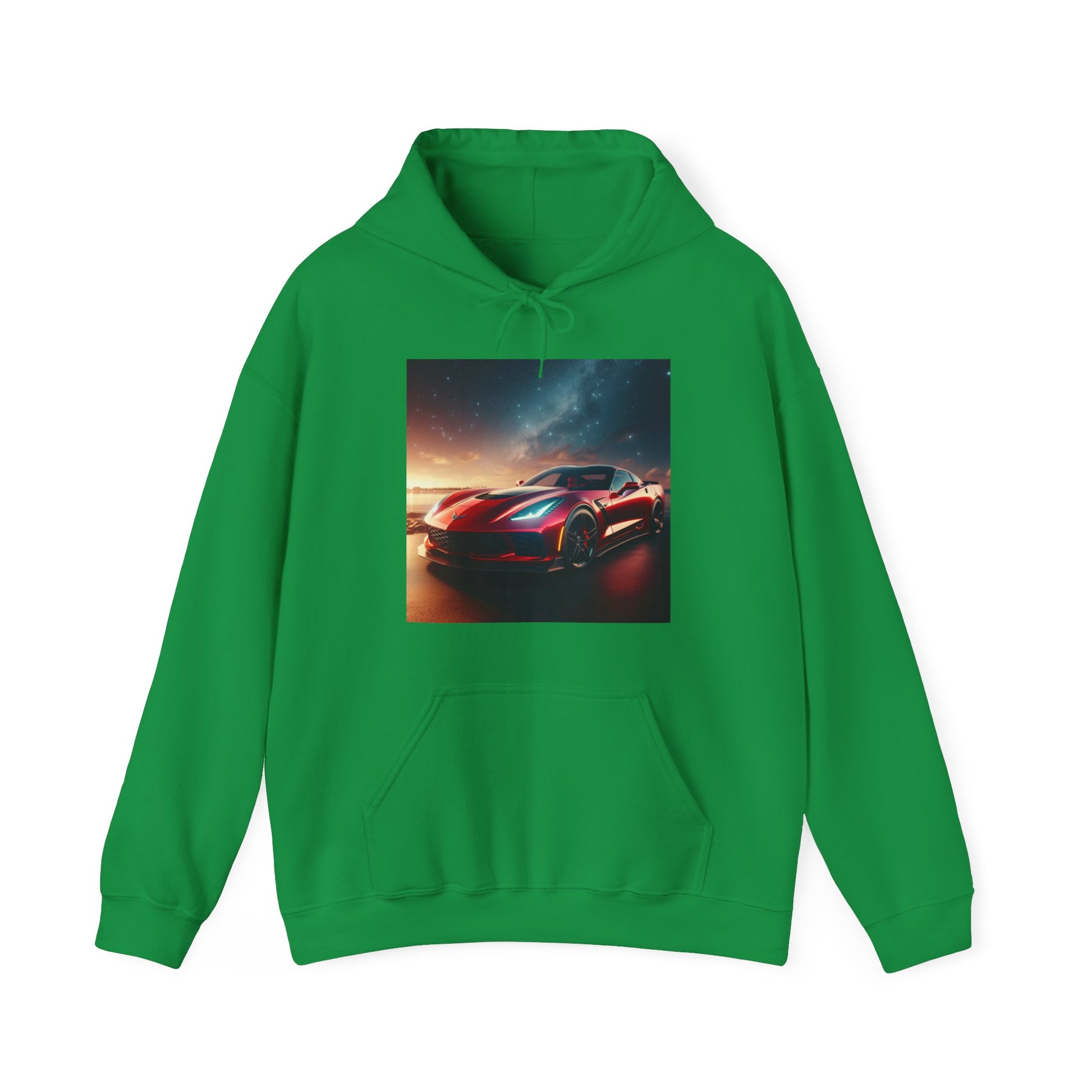 Red Corvette Hoodie Hoodie Printify Irish Green S 