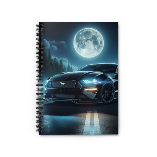 Black Mustang Spiral Notebook Paper products Printify One Size  
