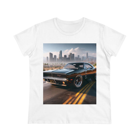 1970 Black Dodge Charge T-Shirt T-Shirt Printify White S 