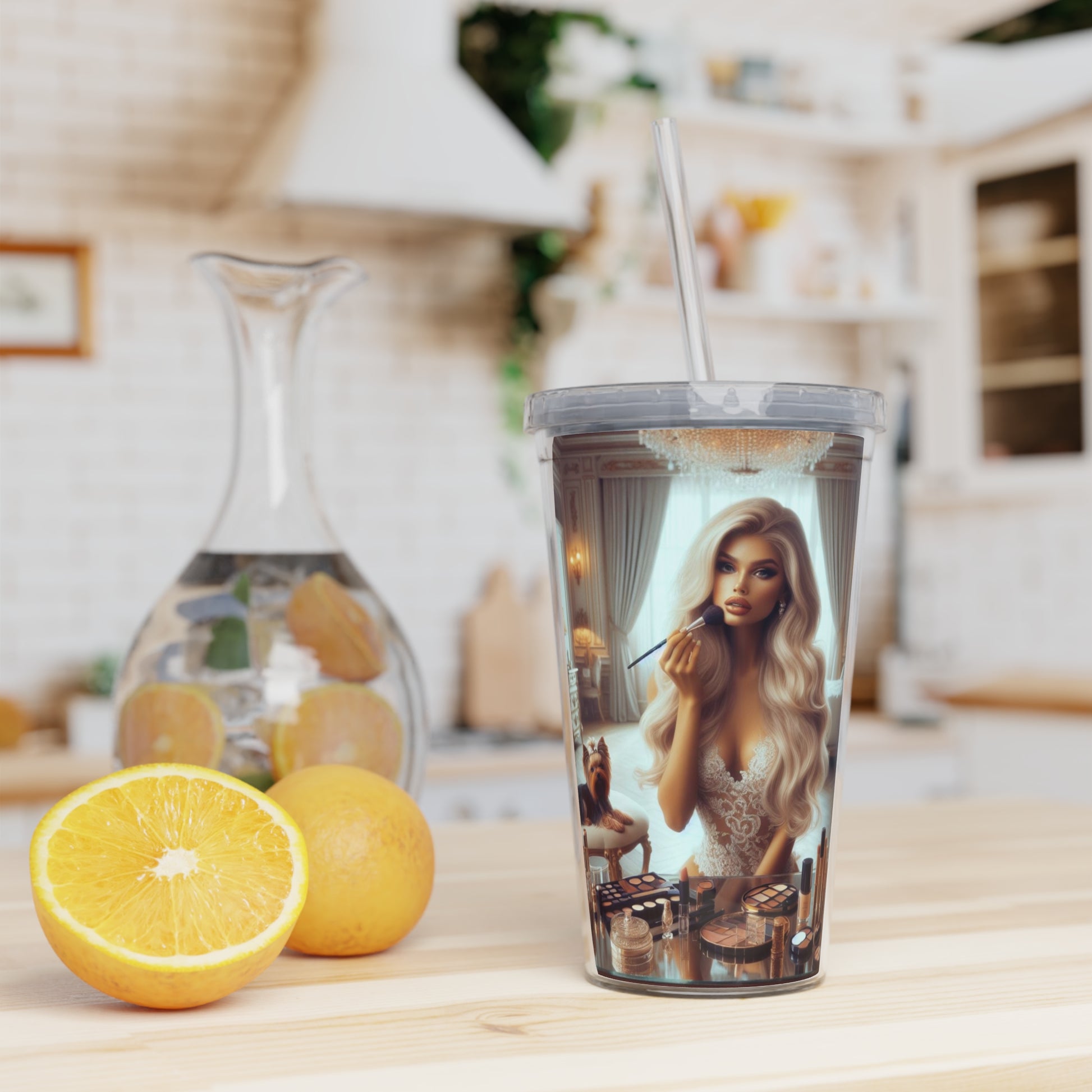 Make Up Time Tumbler with Straw Mug Printify   