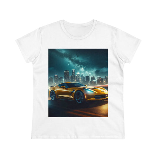 Yellow Corvette T-Shirt T-Shirt Printify White S 