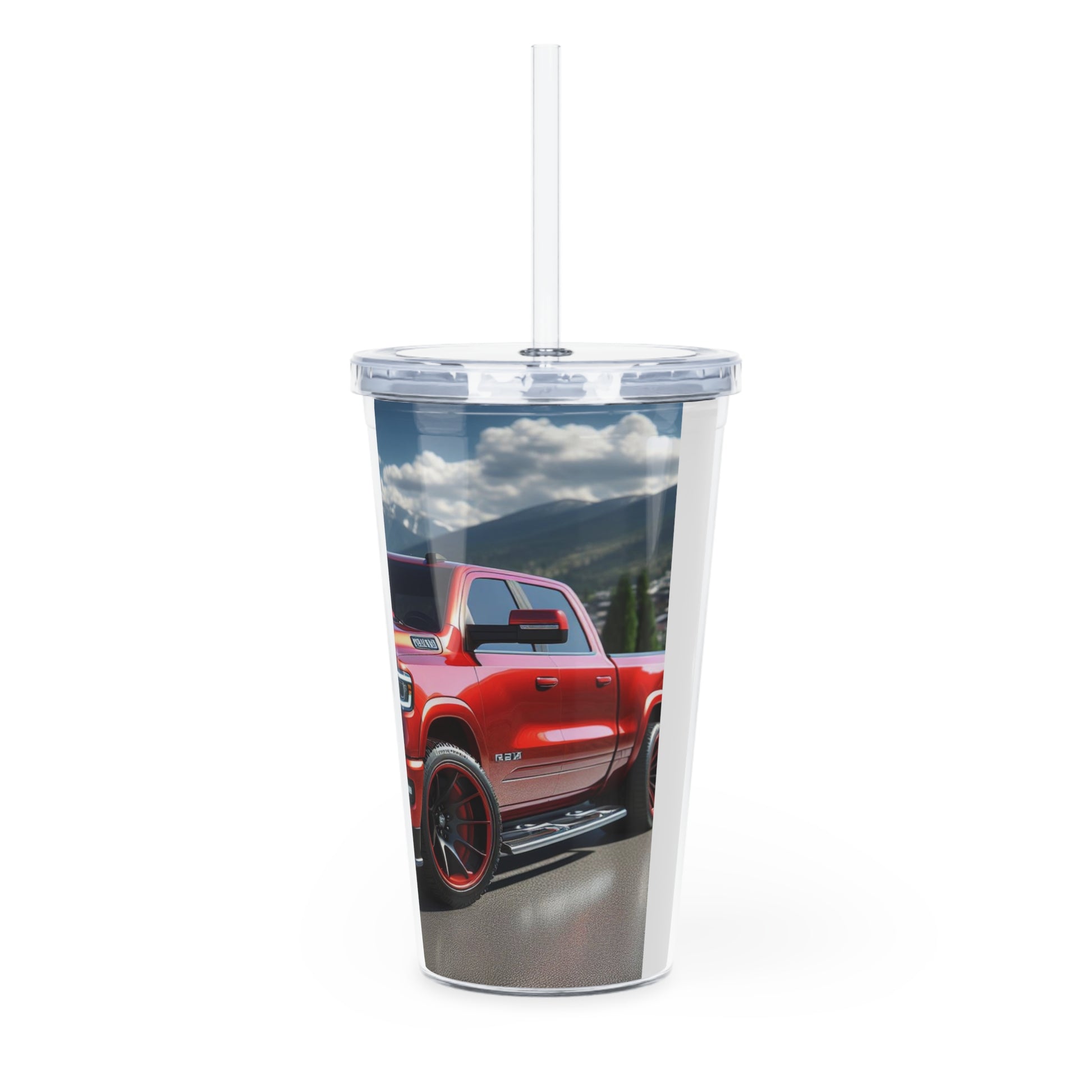 Red Dodge Ram Tumbler with Straw Mug Printify   