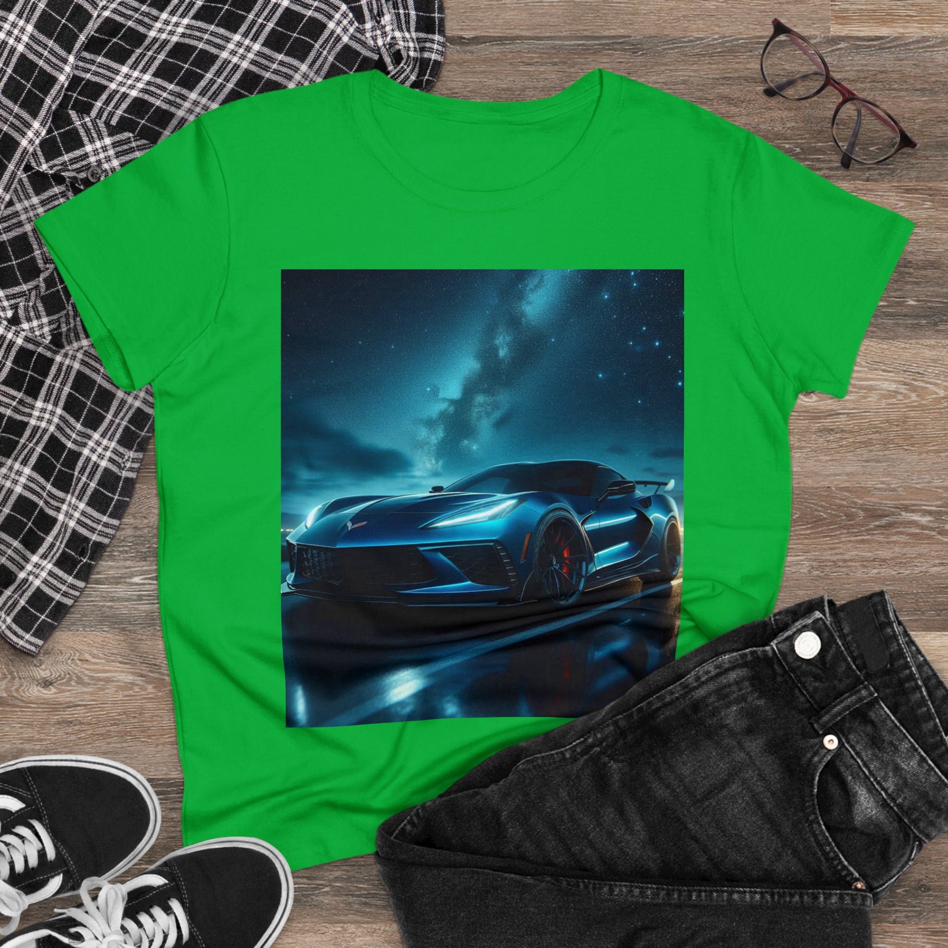 Blue Corvette T-Shirt T-Shirt Printify   