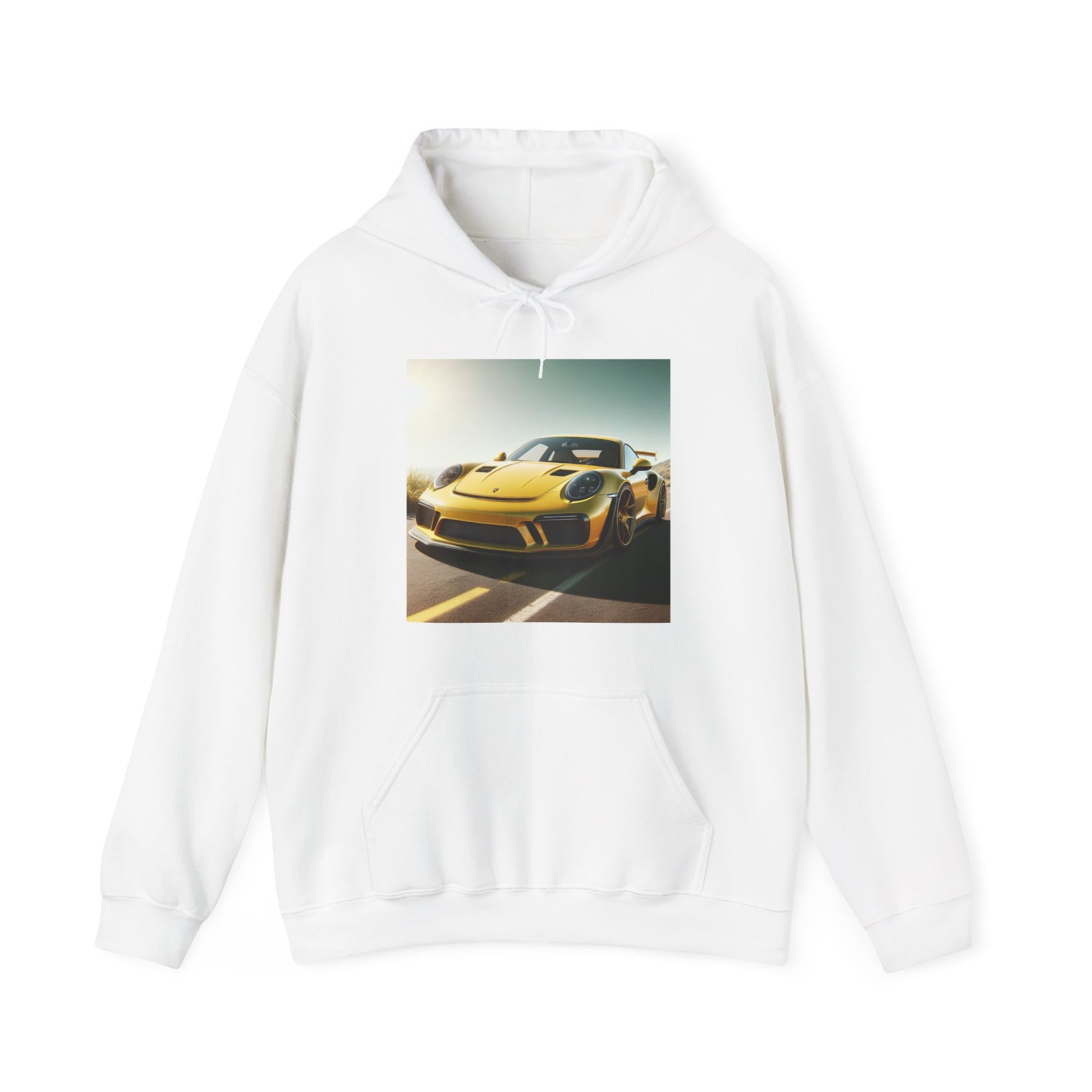 Yellow Porsche Hoodie Hoodie Printify White S 