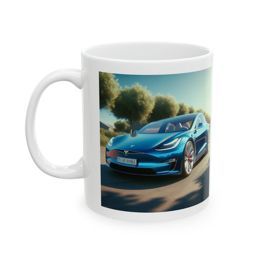 Blue Tesla Mug Mug Printify 11oz  