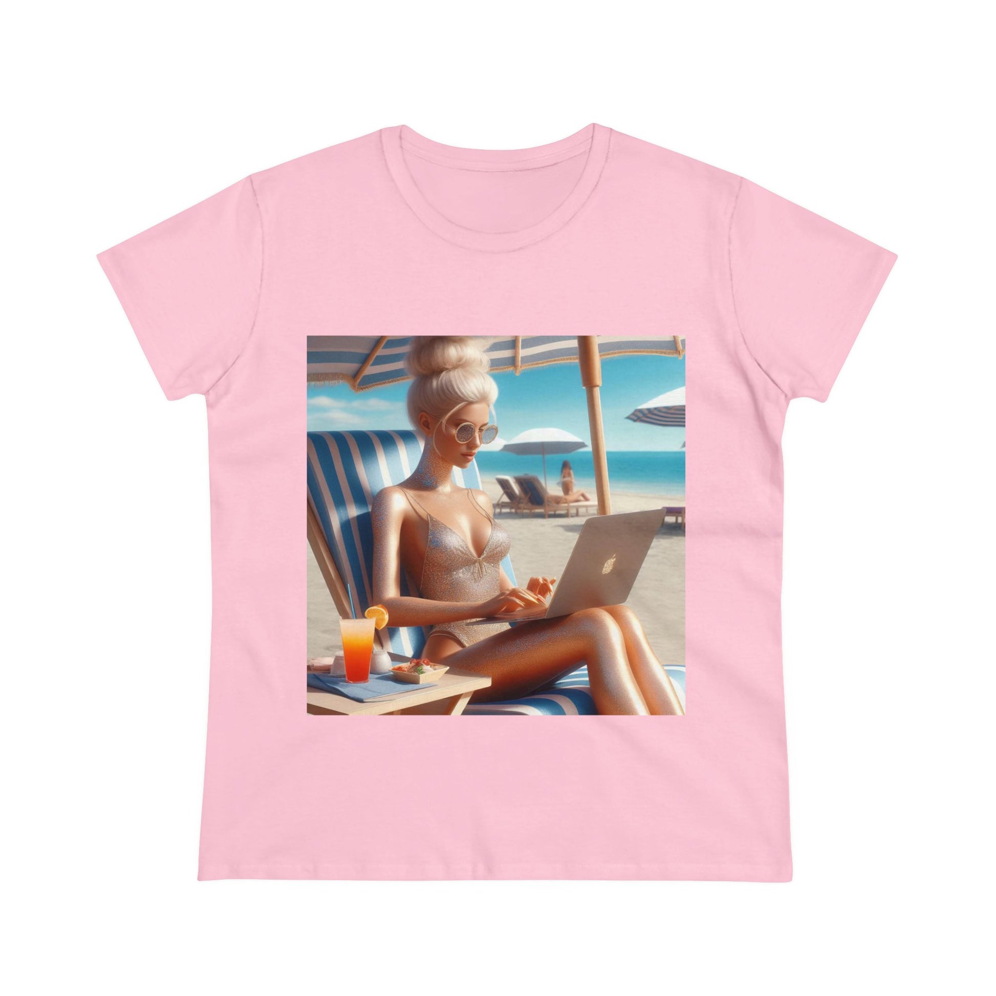 Work Day at the Beach T-Shirt T-Shirt Printify Light Pink S 