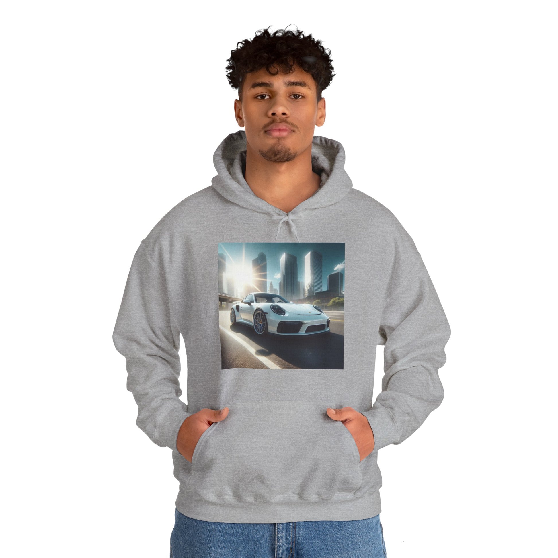 White Porsche Hoodie Hoodie Printify   