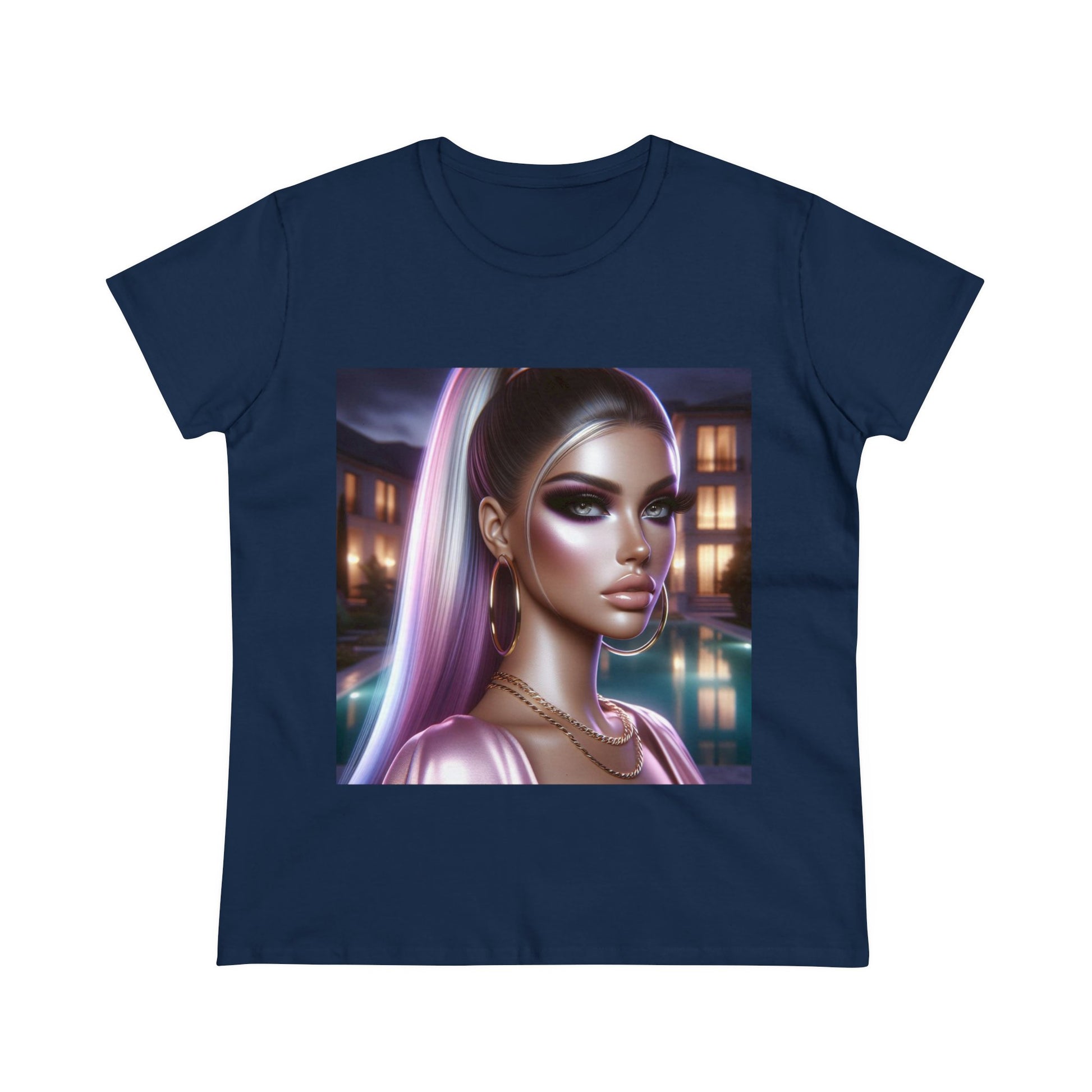 Pink at Night T-Shirt T-Shirt Printify Navy S 