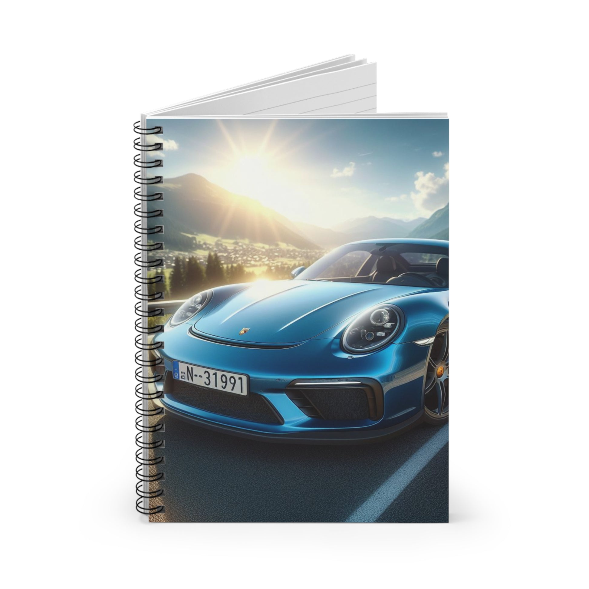 Blue Porshe Spiral Notebook Paper products Printify   