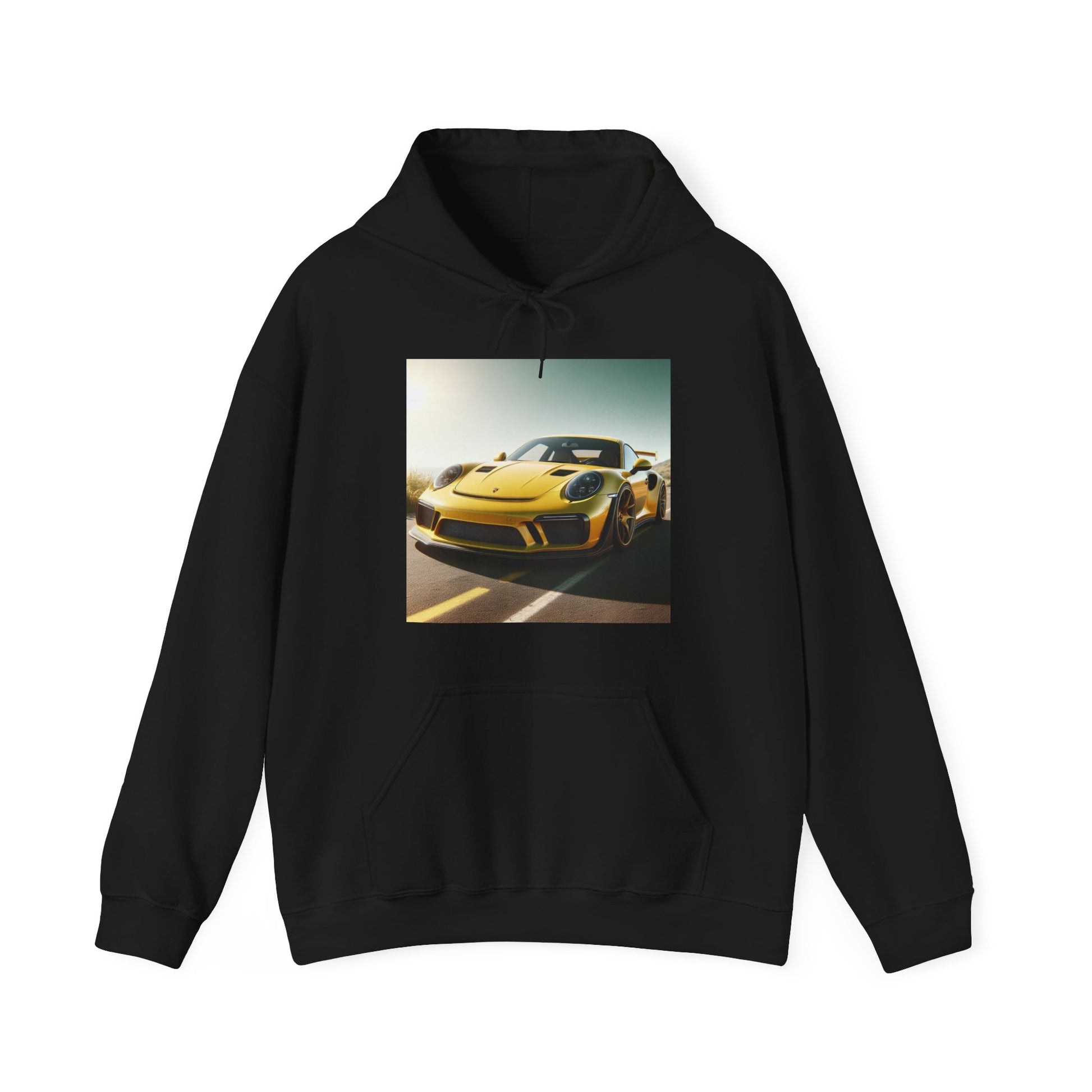 Yellow Porsche Hoodie Hoodie Printify Black S 