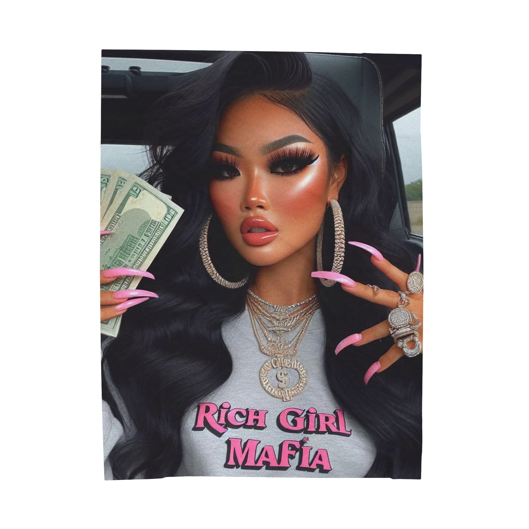 Rich Girl Mafia Plush Blanket All Over Prints Printify 60" × 80"  