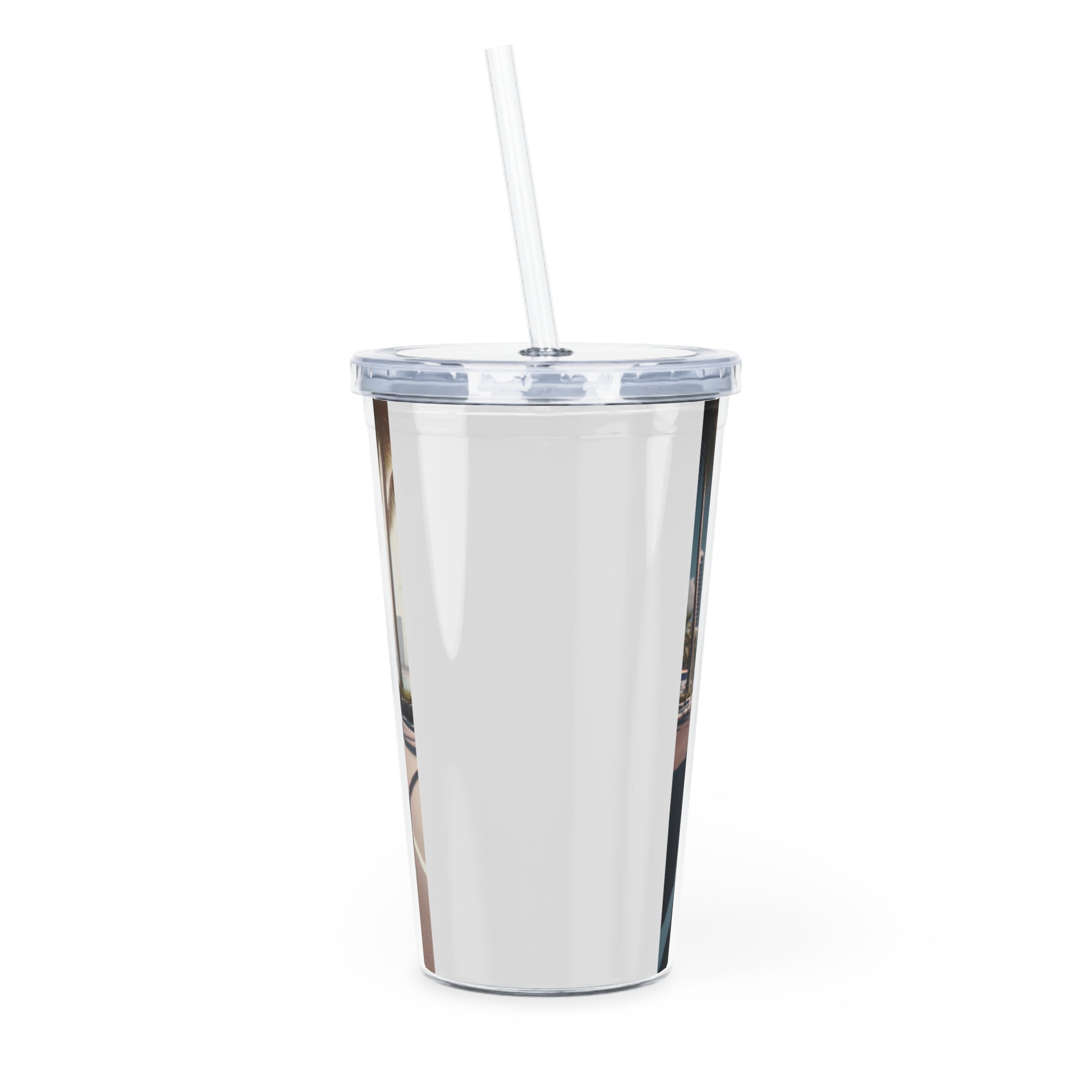 White Lamborghini Tumbler with Straw Mug Printify   