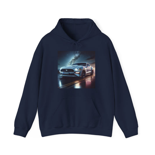 White Mustang Hoodie Hoodie Printify Navy S 