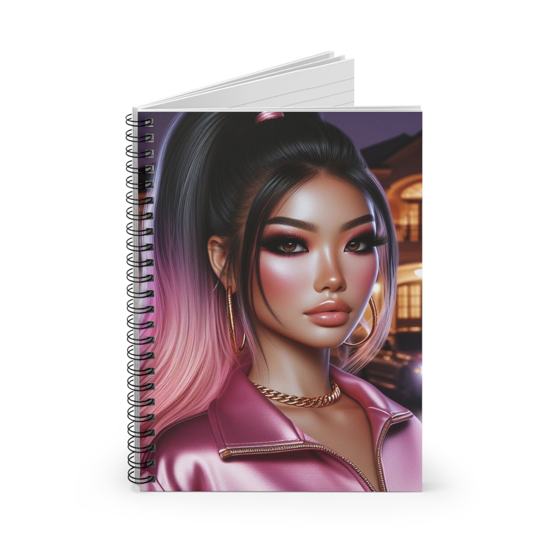 Pink at Night Spiral Notebook Paper products Printify   