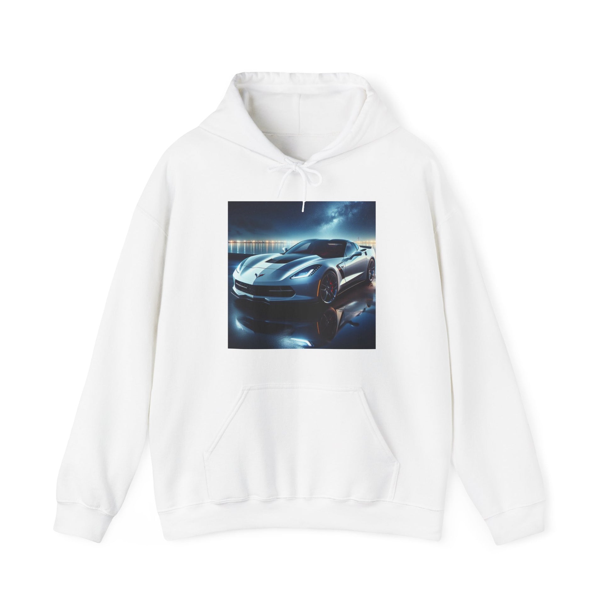 White Corvette Hoodie Hoodie Printify White S 