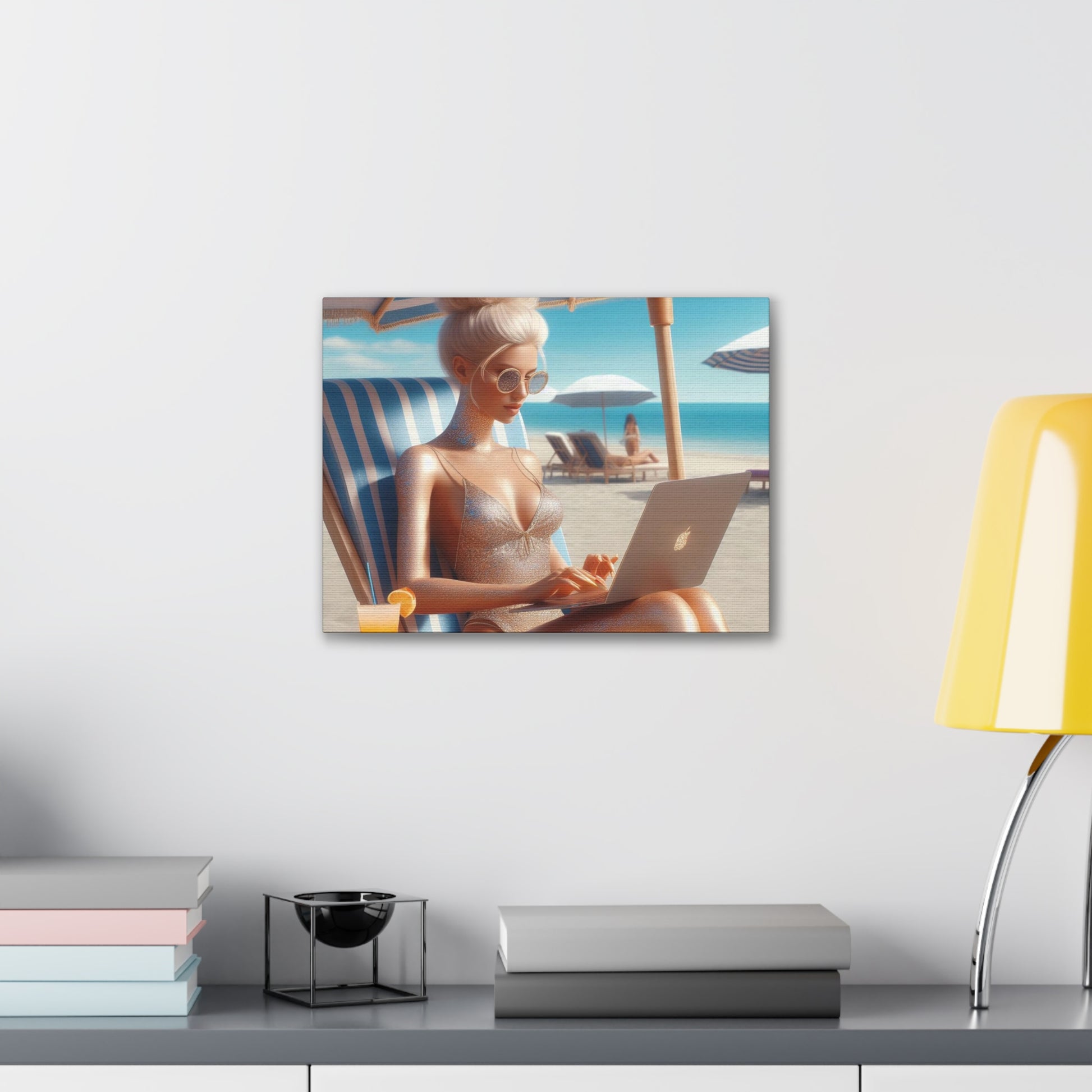 Work Day at the Beach Canvas Canvas Printify 16″ x 12″ (Horizontal) 0.75'' 