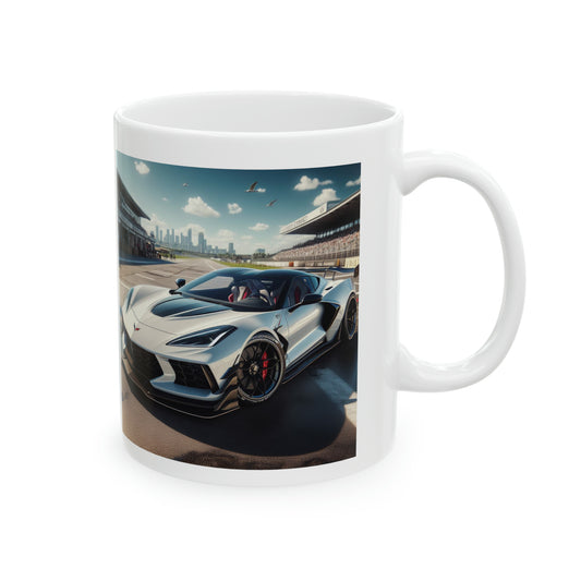 White Corvette Mug Mug Printify   