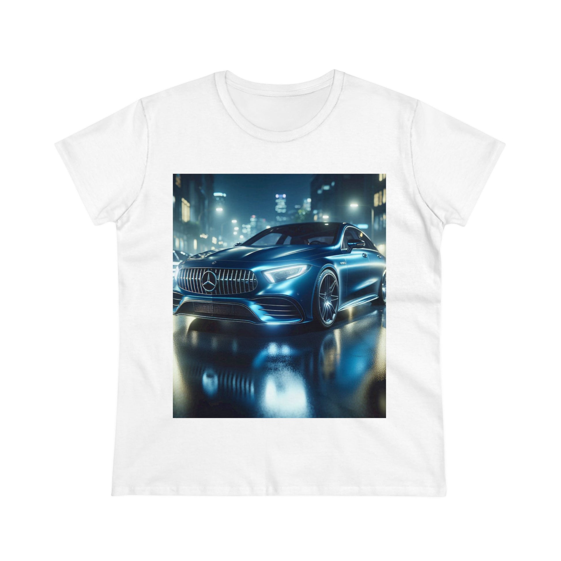 Blue Mercedes T-Shirt T-Shirt Printify White S 