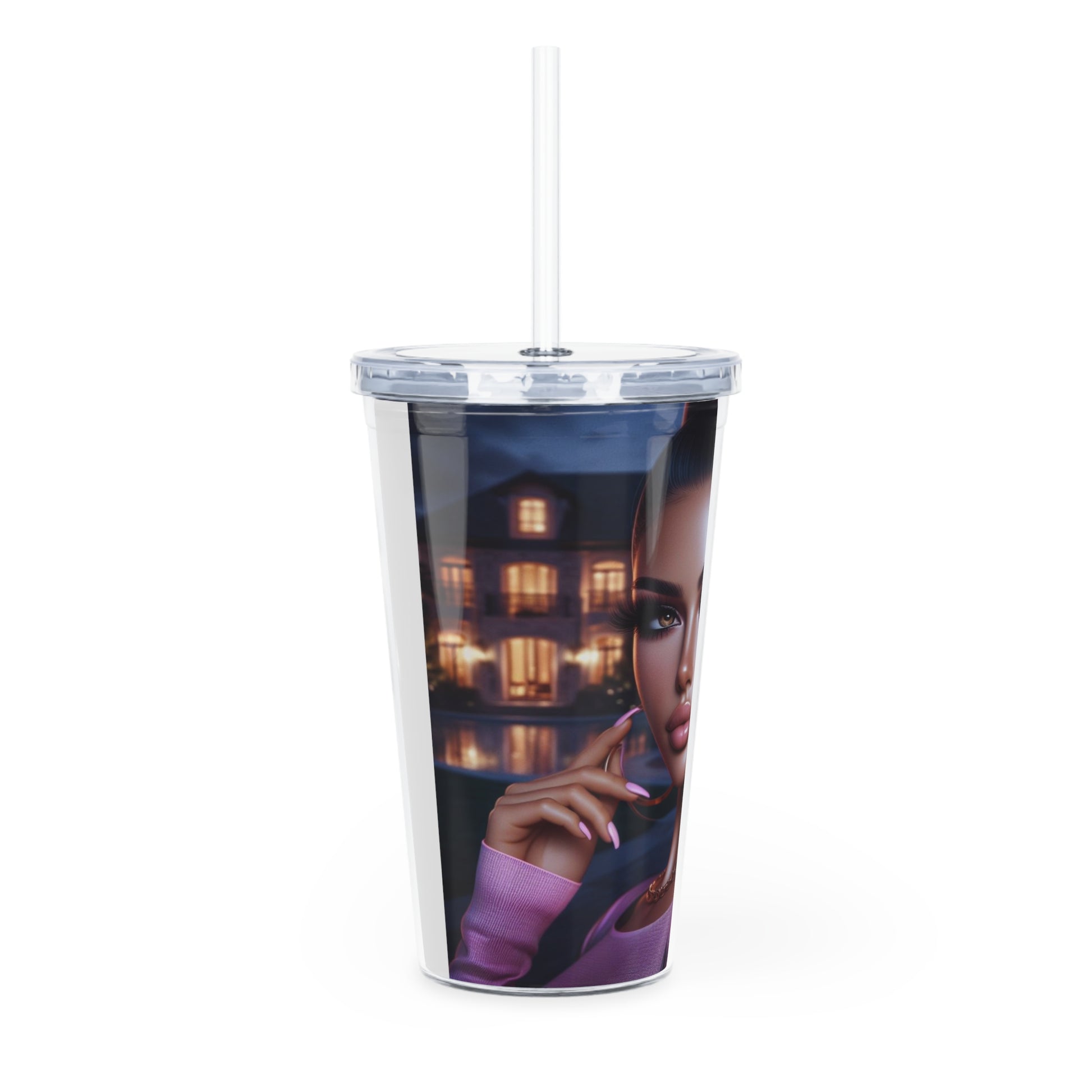 Pink at Night Tumbler with Straw Mug Printify   